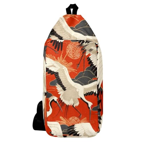 Sac à dos à bandoulière grue nuage rouge multicolore Auspicious