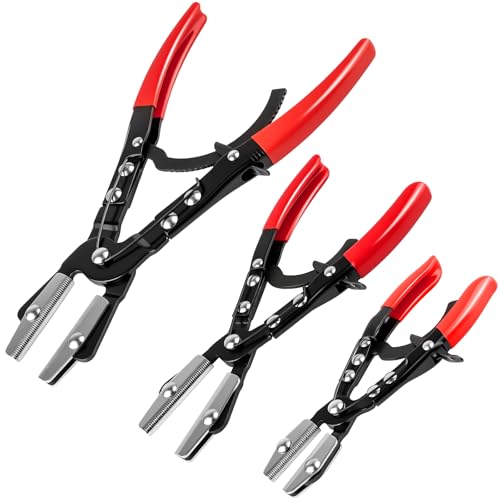 3PCS Ratchet Hose Pinch Off Pliers Upgrade Hose Pinch Pliers Automotive 8 in 10 12inch Locking Fuel Line for Radiator Heater Coolant Fuel Pinch Flexible Hose