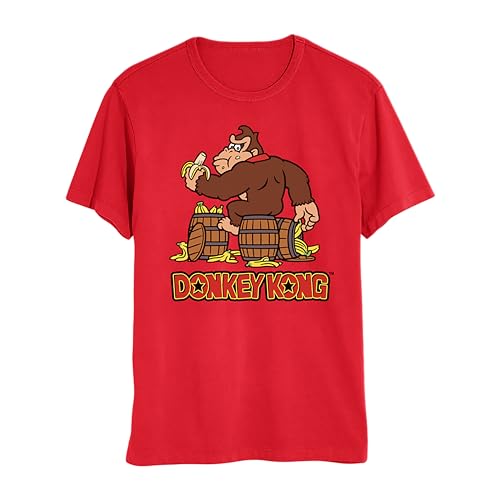 Isaac Morris Limited Donkey Kong Eating Bananas on Barrel Mens and Womens Short Sleeve T-Shirt2
