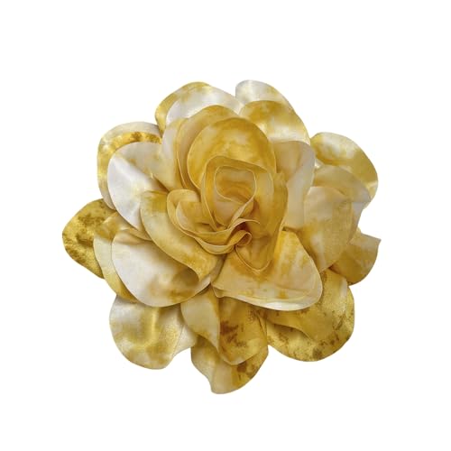 Image of Dainty Dyed Satin Fabric Leopard Print Rose Flower Extra Large Big Brooches Lapel Pins for Women Delicate Silk Floral Flower Oversized Brooch Pin for Wedding Party Banquet Dress Suit Ceremony Clothes Accessories Jewelry Gifts 7.5in