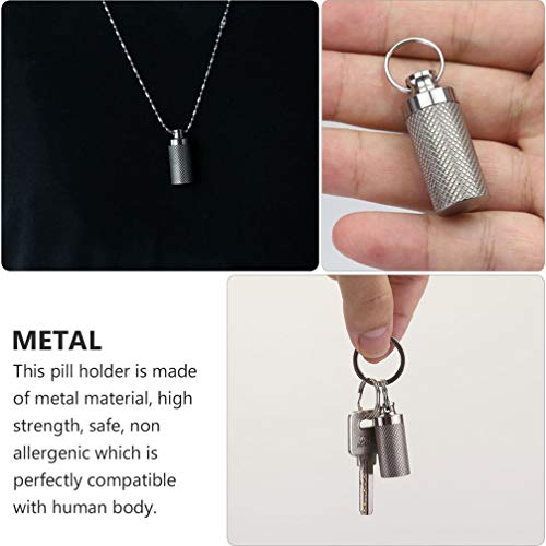 WINOMO — Estojo de comprimidos portátil à prova d'água com 2 peças, porta-comprimidos de metal para
