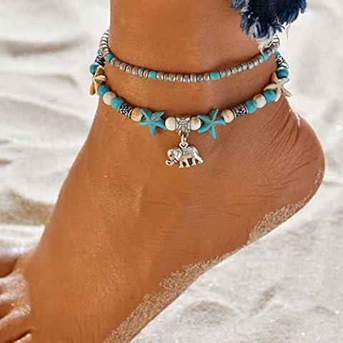 Chaioe Boho doble turquesa tobillera pulseras estrellas de mar Cover