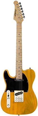 Sawtooth ET Series Left-Handed Electric Guitar, Butterscotch with Black Pickguard
