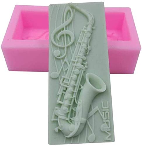 LXWLXDF-Bakvorm 3D Saxofoon ontwerp siliconen zeep schimmel, handgemaakte fondant zeep mallen, puddinchocolate cake… - Afbeelding 3