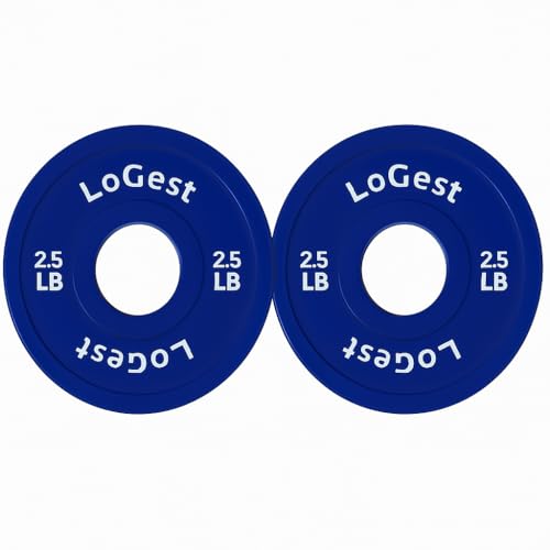 Logest Pair Olympic Plates - Barbell Weights Set of 2 Weight Plates for Olympic Bars Perfect for Strength Training Plates Exercise Balance Increase Available in 0.50LB 1.25LB 2.5LB 5LB 7.5LB 10LB Weight Plate (Blue - 2.5 LB Pair)