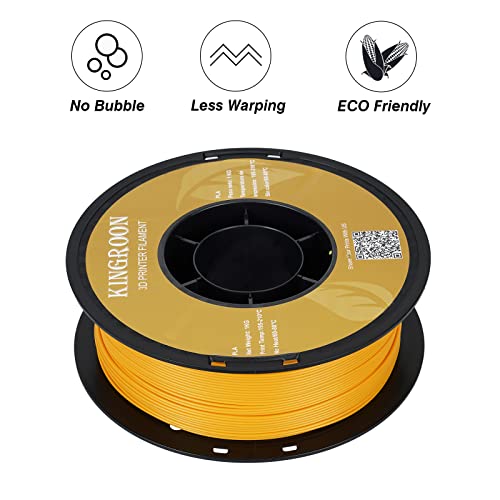 Image of Kingroon PLA 3D Printer Filament, Dimensional Accuracy + /- 0.02 mm, 1 kg Spool(2.2lbs), 1.75 mm,Orange