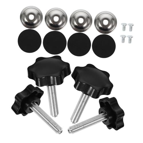 KICHOUSE 4 Sets Tablet Handle Knobs Bolt and Washers Thread Clamping Screw Knobs Kit Washer Screw Knobs T-Track Knobs Threaded Knob Bolt with Knob Plastic Black