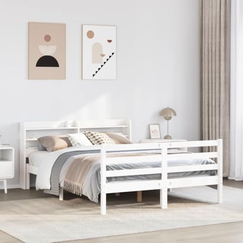 Tagesbett Einzelbettgestell Schwebebett,Bettgestell mit Kopfteil ohne Matratze Weiß 120x190 cm,Geeignet Für Schlafzimmer Und Gästezimmer,Einfach Zu Warten