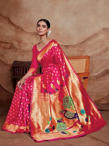 Image of EthnicJunction Women's Silk Blend Woven Paithani saree With Blouse Piece | Wedding Saree | Heavy Saree