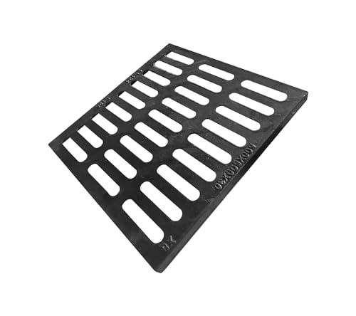 Image of 20x20in B125 Ductile Iron Driveway Trench Drain Grate | Metal Cast Iron Heavy Duty Anti Corrosion Channel Drainage Cover Garage Factory Parking Lot Concrete Floor Sewer