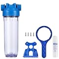10-Inch Whole House Water Filter: Transparent Standard Water Filter Housing, Water Filter System with Presser Relief Valve, 3/4" Inlet/Outlet Brass Port -Fit for 2.5" x 10" Filters
