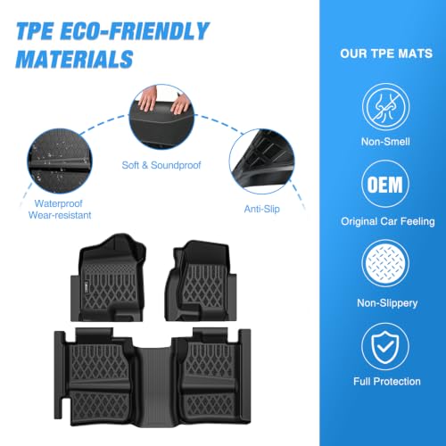 Image of Nilight TPE Floor Mats for Chevy Silverado GMC Sierra Extended Cab | Silverado GMC Sierra 1500 2500 3500 1999 2000 2001 2002 2003 2004 2005 2006 2007 (2007 Fit Classic Body Only)