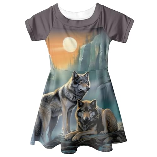 WELLFLYHOM Girls Summer Short Sleeve Skater Party Holiday Dress for Kids 3-14