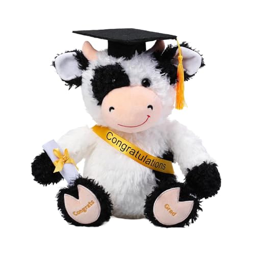Peluche vache chapeau diplôme doudou collection douce de 22,86 cm
