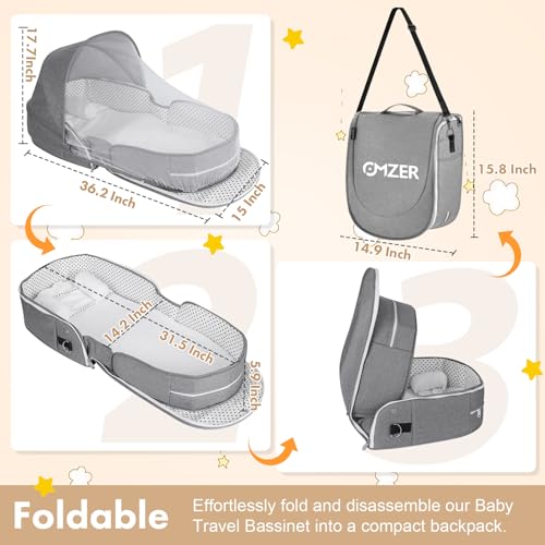image for omzer Baby Travel Bassinet Portable Bassinets - Foldable Carry Bag Bas