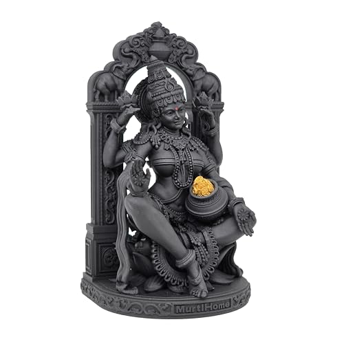 Image of MurtiHome Lakshmi Devi Murti, The Goddess of Fortune Mahalaxmi Idol | 10.32 cm Tall Small Black Color Figure Made From UV Resin, Crafted by 3D Printer for Car Dashboard, Home, Office, Gift