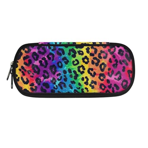 Image of Rainbow Leopard Print Pencil Case for Girls Boys Kids Large Capacity Pencil Pouch Pen Bag Organizer Teen Student School Office Supplies