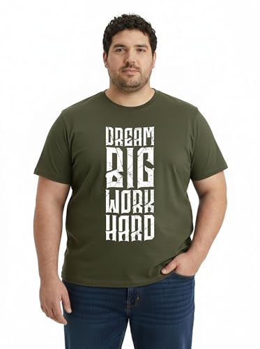 Image of Toodlegram Cotton Printed T-Shirt for Plus Size Men Round Neck Casual