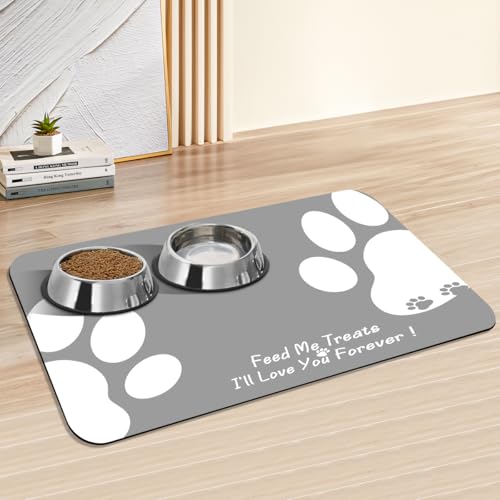 Pet Feeding Mat - Absorbent Dog Food Mat for Floors Waterproof?Dog Cat Placemat Mat for Food and Water Bowls - No Stains No Sliding Quick Dry Water Eating Dish Mat