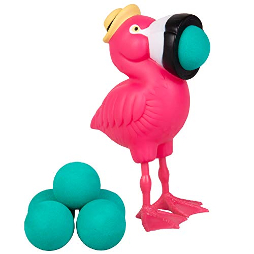 Hog Wild Flamingo Ball Popper Toy - Includes 4 Soft Foam Balls - Squeeze to Pop Air Powered Balls Up to 20 Feet - Launcher Safe for Indoor/Outdoor Play - Party Favor Gift for Kids, Girls, Boys Ages 5+