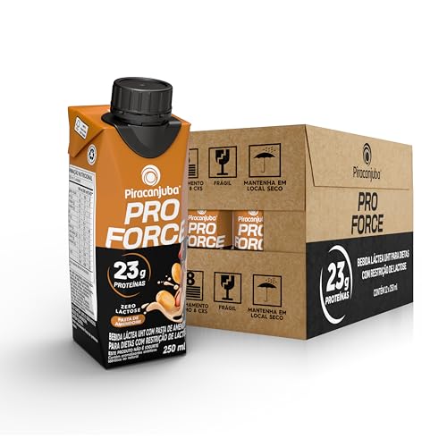 Piracanjuba ProForce 23g de Proteínas Zero Lactose Sabor Amendoim - 12 Unidades de 250ml