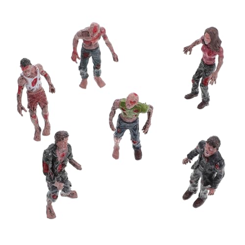 BESTonZON 6 Stück Teiliges Mini Zombie Figuren Realistische Terror Puppen für Halloween Deko und Streichspiele aus Robustem Kunststoff Lebensechte Gestaltung für Furchterregende Partys