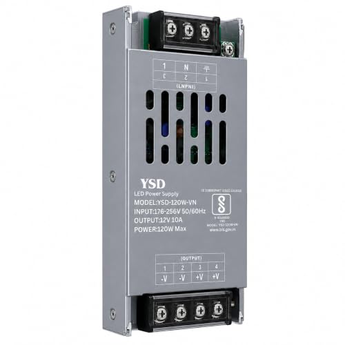 Image of YSD Strip Light Driver 12V 10AMP 120W AC to DC Switching Adaptor Convertor Driver /Power Supply for LED Strip Light Lamp /CCTV Camera /Security System /Radio /Computer Project (12V 10AMPS)