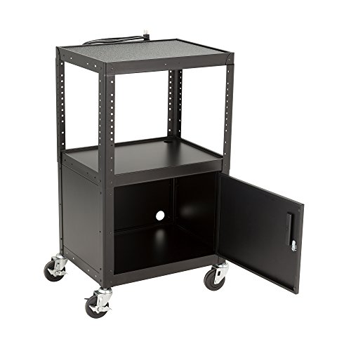 Norwood Commercial Furniture NOR-GNO1010-SO Adjustable Metal AV Cart with Locking Cabinet & Power