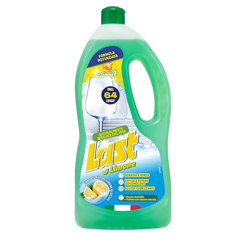 Lastal Limone, Detrersivo Piatti, Sgrassa a Fondo, Azione Igieinizzante, Forza del Limone, Con Vitamina E per le Mani, Flacone Riciclabile - 950 ml