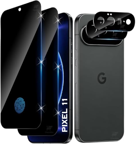 Image of WonRia 2+2 Pack - Privacy Tempered Guard for Pixel 11 5G with Camera Glass Protector | Ultrasonic FingerPrint Unlock | 9H Screen Guard Protector | Anti-Spy - Installation Kit