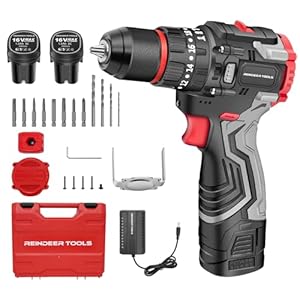 Cordless Drill Set, 20+3 Torque Setting, 398 in-lb, 16V Electric Power Drill with 3/8″ Keyless Chuck, 2 Speed, 2 * 1.5Ah Batteries, Drill Driver Bits Kit, LED Drill Driverl RDN100