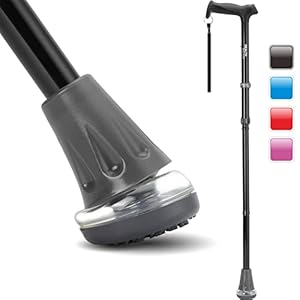 All Terrain opvouwbare wandelstok, wandelstokken voor ouderen en volwassenen, draaipunt en zware mobiliteitshulp, inklapbare stok voor mannen en dames, zwart