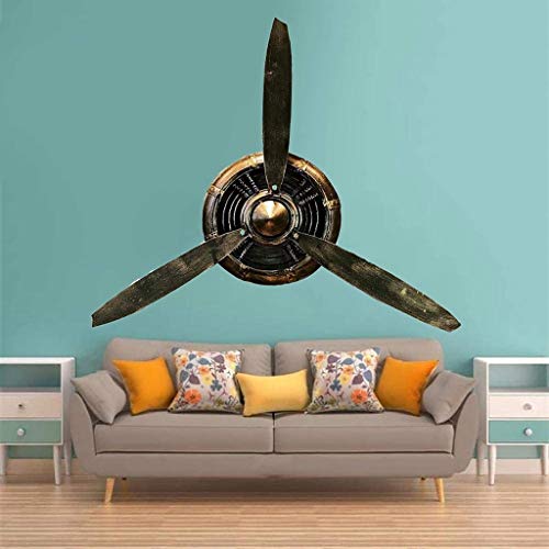 Déco Murale Metal Hélice d'avion de décoration murale rétro, mise à niveau industrielle en fer forgé épaissir, sculptures murales vintage pour bars / loft / cafés / restaurants / magasins, L27.6 × H25 Cover