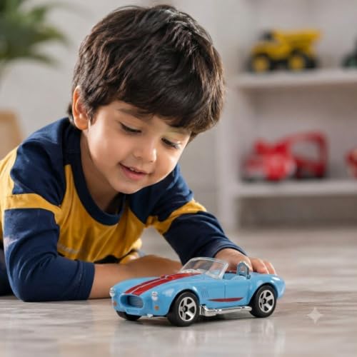 Image of 1:64 Scale Die Cast Metal Sports Car Toy for Kids & Collectors with Free Rolling Wheels, Premium Mini Metal Car Model, Realistic Detailed Design, Blue Finish, Display Vehicle, Birthday Return Gift