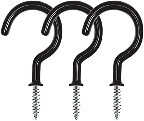 Esteopt 30 PCS Cup Hooks, Ceiling Hanging Hooks Screw Cup Hooks Utility Black Screw-in Hooks Heavy Duty Mug Cup Hook Holders for Hanging Tea Cup Key Indoor and Outdoor Use (Black)
