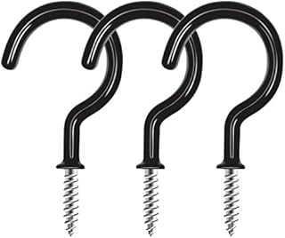 Esteopt 30 PCS Cup Hooks, Ceiling Hanging Hooks Screw Cup Hooks Utility Black Screw-in Hooks Heavy Duty Mug Cup Hook Holders for Hanging Tea Cup Key Indoor and Outdoor Use (Black)