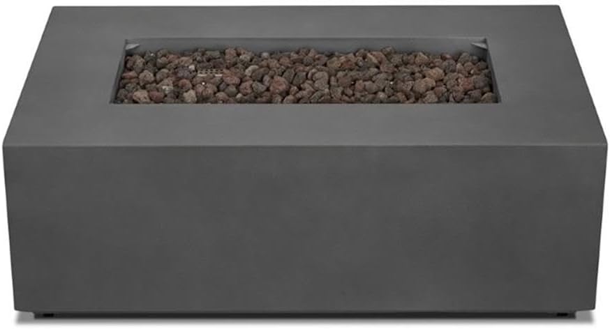 Bowery Hill Propane Fire Table with Conversion Kit, Stainless Steel, Slate Finish, 50,000 BTU Burner, Powder-Coated Outdoor Fire Pit, Includes Lid, Lava Rock, Protective Cover, 14.5" H x 41.75" W x