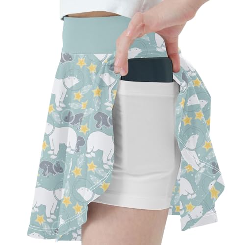 Girls Skorts High Waist Athletic Skirts with Shorts Rabbit Polar Bear Stretchy Teens Performance Tennis2