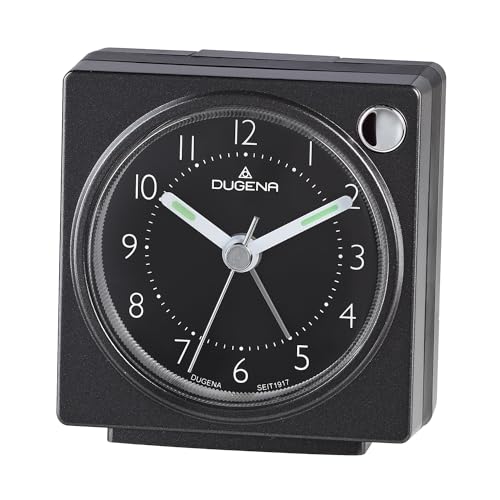 Dugena Quarzwecker, schleichende Sekunde, mit Weckzeiger, Weckwiederholung, Zifferblattbeleuchtung, ansteigendes Wecksignal, Maße 63 x 66 x 33 mm,...