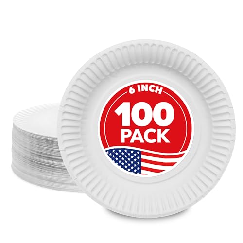 Stock Your Home 6-Inch Paper Plates Uncoated Everyday Disposable Dessert Plates 6 Paper Plate Bulk White 100 Count