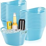 Norme 24 Pcs Oval Storage Tub with Handles 4.5L Plastic Ice Bucket, Wine, Beer, Champagne Drink Cooler for Parties, Beverage Storage Basket(Sky Blue)
