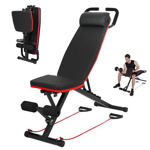 JINPALAY Banco de Pesas Ajustable y Plegable, Musculación Multifuncional, Carga Máx. 250/300kg, con Banco Scott o Silla Romana de Hiperextensión (3 en 1 con Silla Romana)