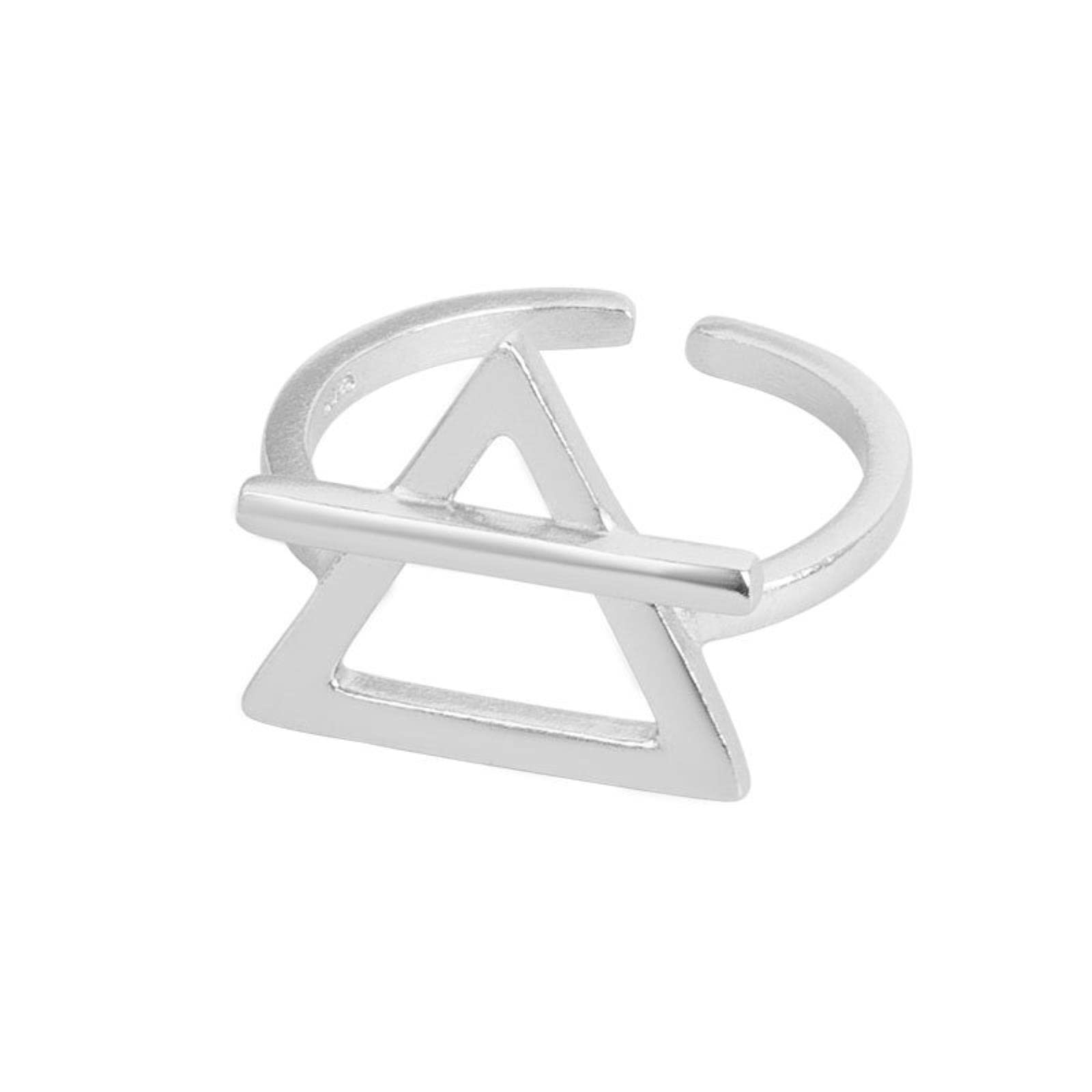 925 Silver Open Rings for Women Triangle Geometric Vintage Wedding Trendy Jewelry Gift