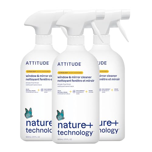 Image of ATTITUDE Glass & Window Cleaner Spray, EWG Verified, Citrus Zest, 27 fl oz