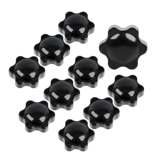 YTKavq M4 Thread Knurled Star Knobs,5/32" Non-Through Hole Star Plum Handle Nuts，6-Lobe Hand Knobs for 3D Printer, CNC (Black，10 Pcs)