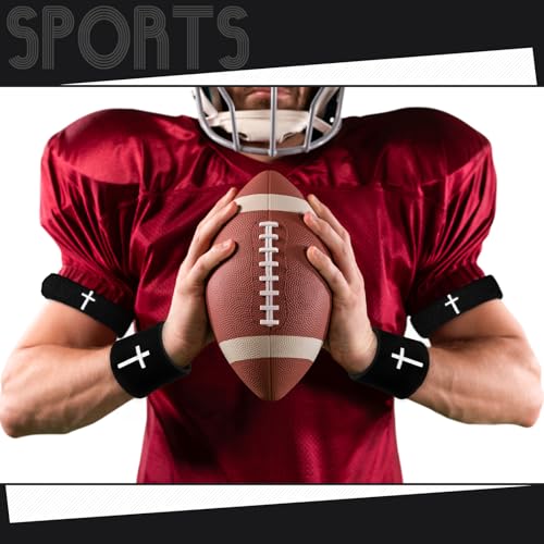 Image of Soulchen 4 pcs Cross Bicep Bands Wrist Bands Christian Arm Sweat Wristbands Absorbent Armband for Men Women Football Baseball Players Sports Activities Supplies