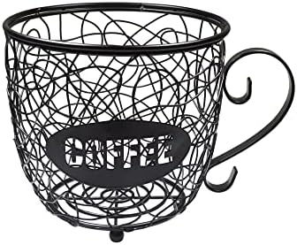 Coffee Pod Holder Large Capacity K Cup Holder, Multiuse Coffee Station Organizer, Espresso Capsule Storage, Wire Basket for food for Coffee Bar Counter, Black