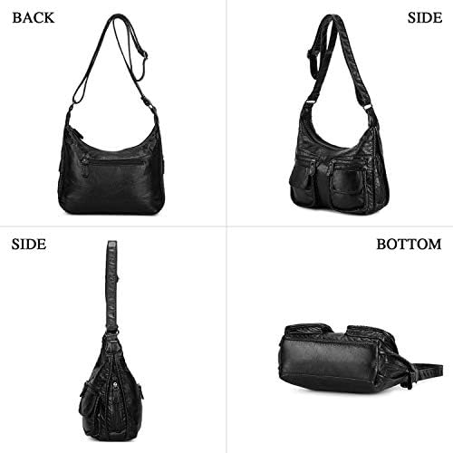 BAIGIO Womens Shoulder Bag Soft Washed Leather Cross Body Messenger Bags Single Strap Handbags for Ladies Girls