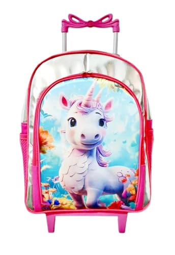 Mochila Unicornio Fantasia Rodinhas Duas Reparticoes
