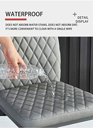 Jt Modern Minimalist Dining Chair Fireproof Leather Sprayed Metal Pipe Diamond Grid Pattern Restaurant Home Conference Chair Set Of 4 Or 6 (4, Black) #TOP5